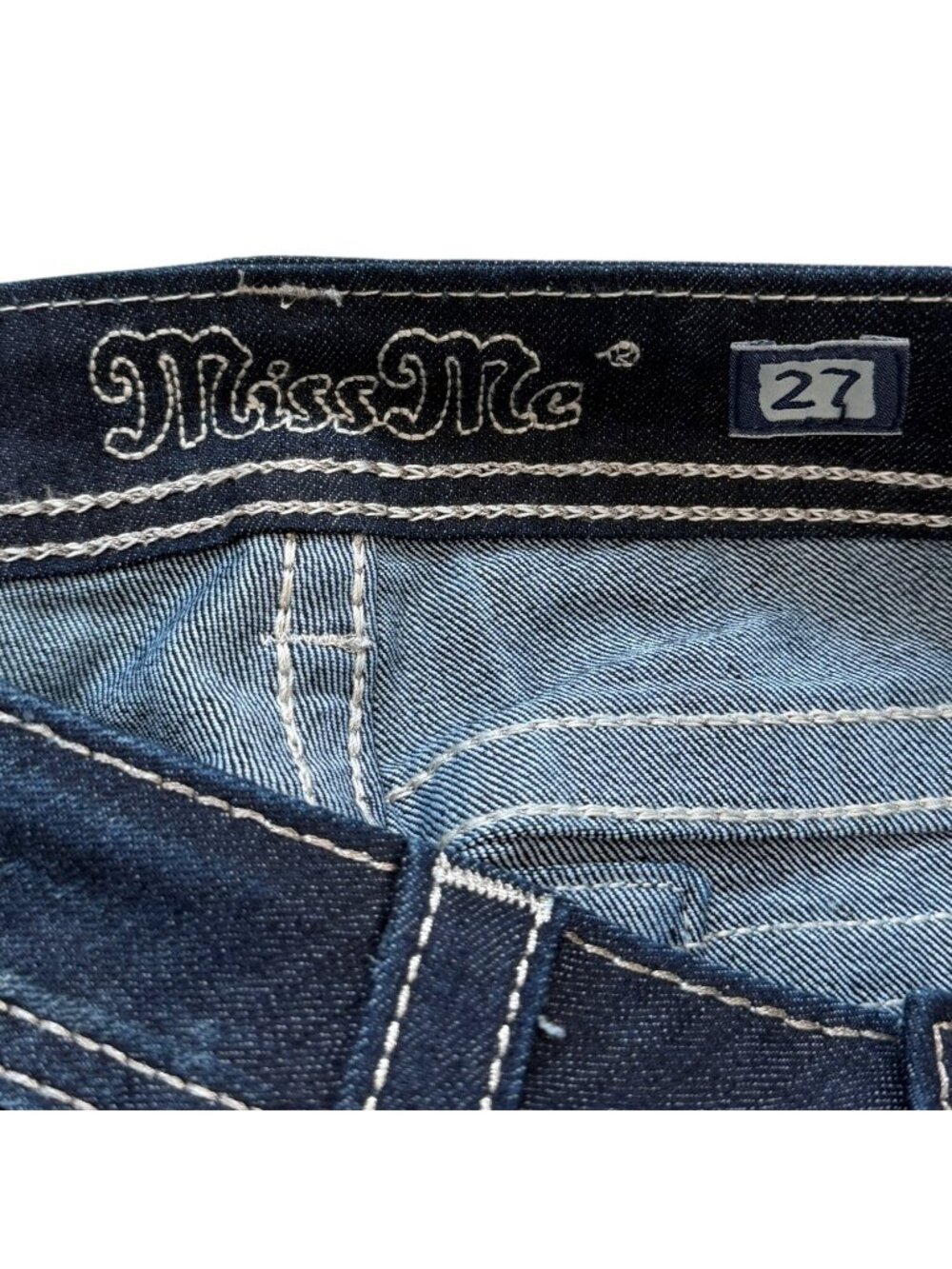 Miss Me Womens Size 27 Bootcut Jeans Dark Wash Buckle JE5454B4R Studded Pocket - Picture 4 of 10